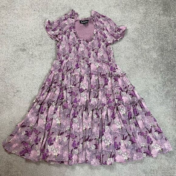 En Saison Luiciate Floral Lavender Smocked Bodice Mini Dress Women’s Small NWOT - Picture 1 of 5